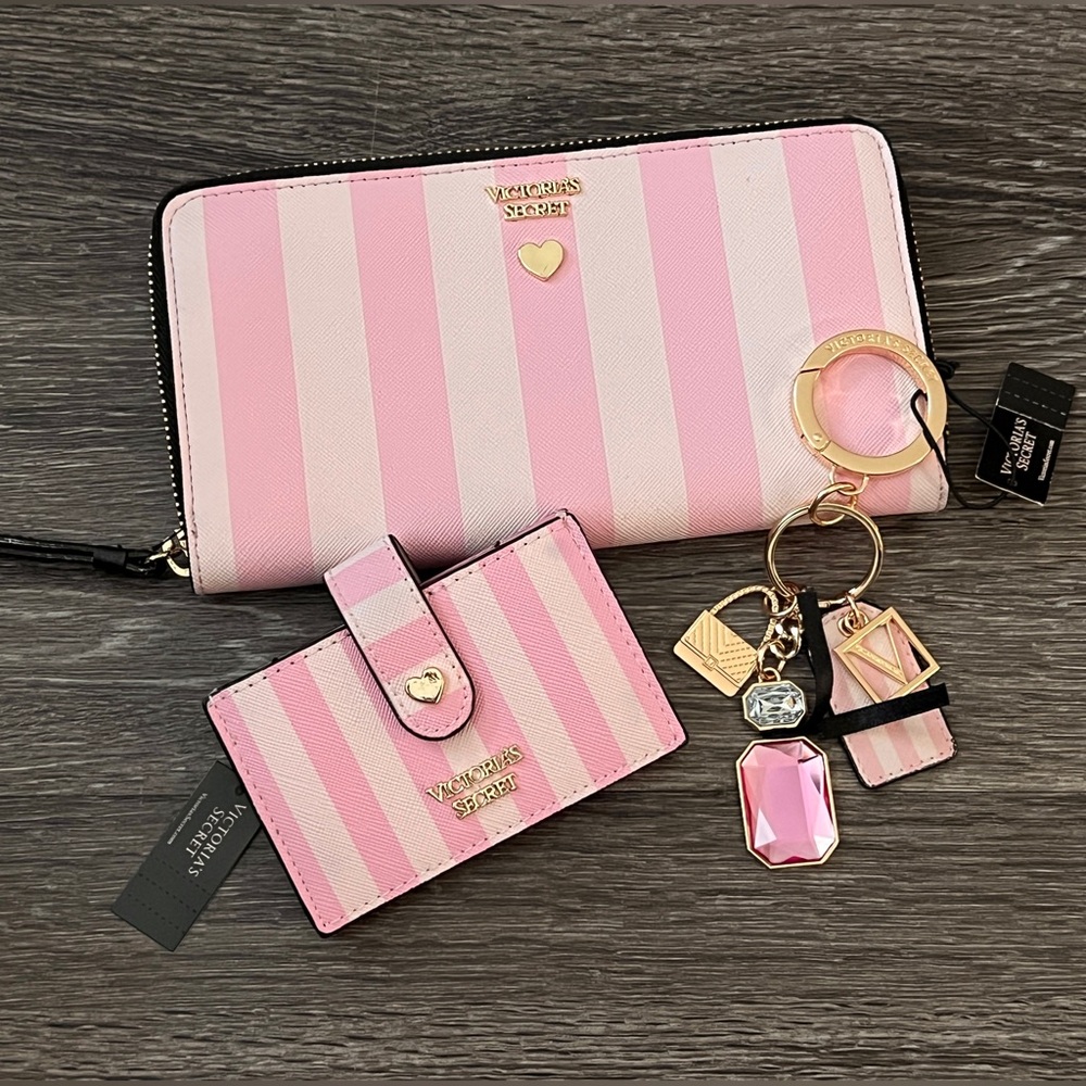 👛✨ Classic Stripe Bundle — Continental & Accordion Wallets, Bag Charm - Picture 11 of 11